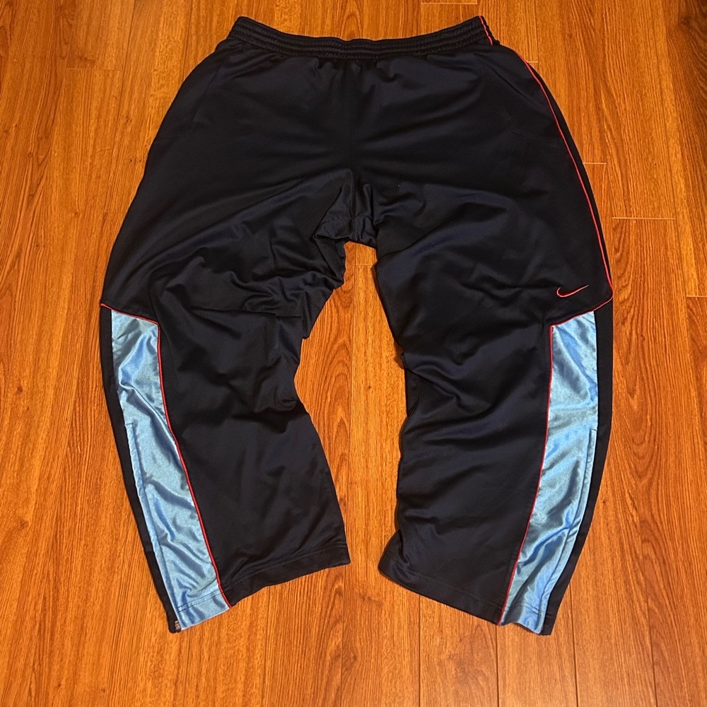 Y2K Nike Gray Tag Navy Blue & Red Lined Baggy Embroidered Track Pants